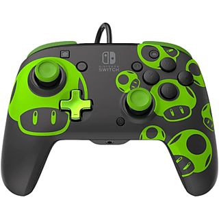 Mando - PDP 1-Up Glow in The Dark Rematch, Para Nintendo Switch y OLED, Alámbrico, Con cable, Brilla en la oscuridad, Negro y Verde