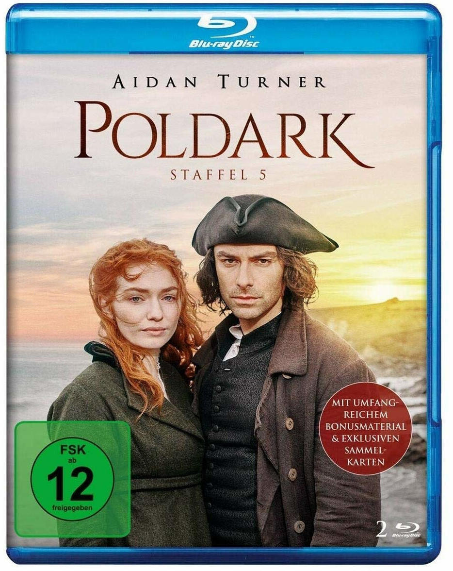 Poldark, Staffel 5 Blu-ray-Cover. Aidan Turner und Eleanor Tomlinson auf dem Cover.