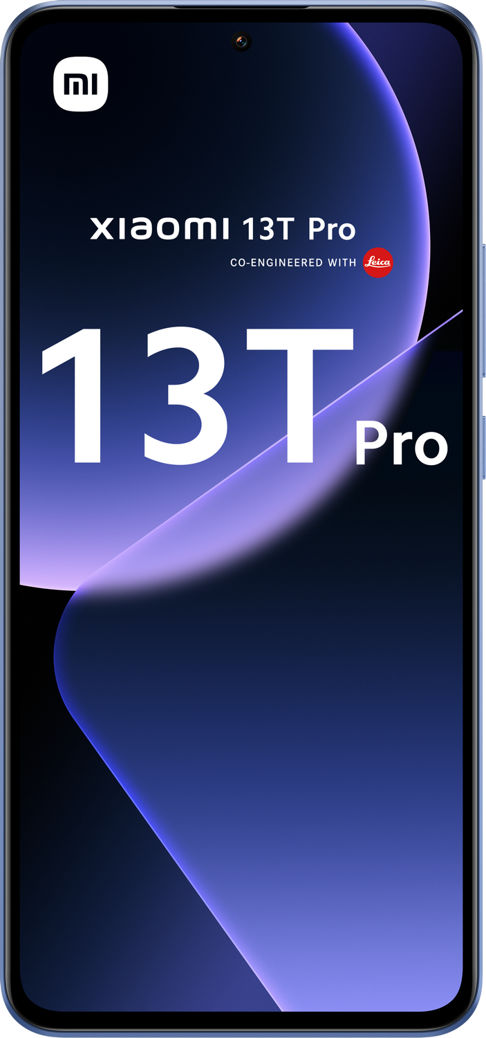 Smartphone azul con el texto 'Xiaomi 13T Pro'.