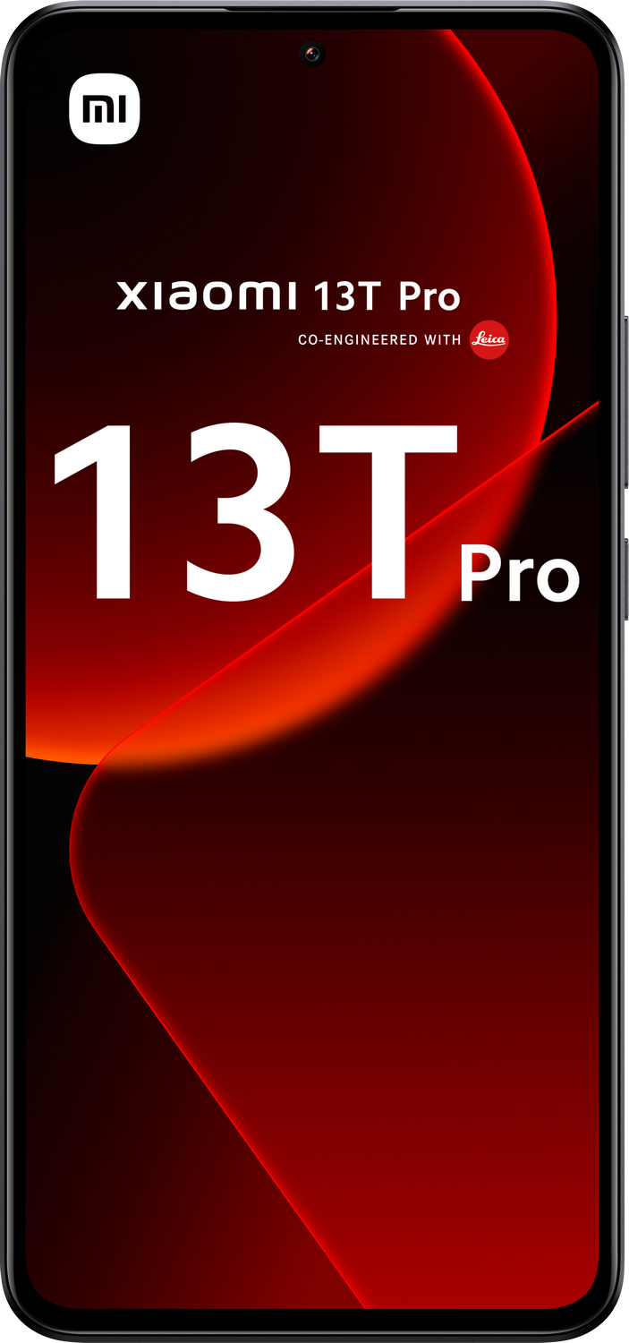 Smartphone con pantalla degradada roja y negra. La pantalla muestra texto. El teléfono es negro.