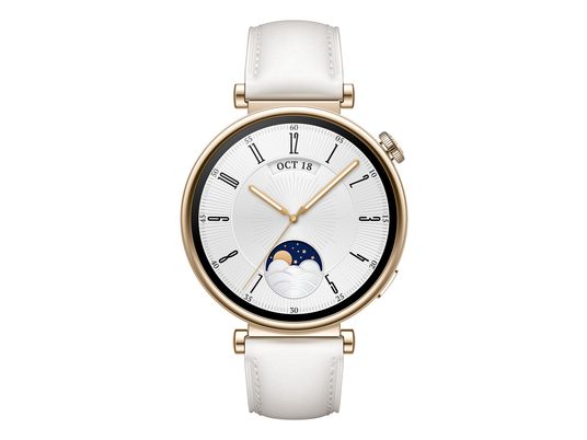 HUAWEI Watch GT 4 (41 mm) - Smartwatch (120-190 mm, Leder, Gold/Weiss)