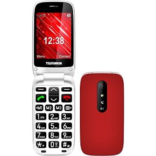 Móvil - Telefunken S445, Rojo, 32MB RAM, 2.8", 800 mAh, Teclas grandes, Botón SOS