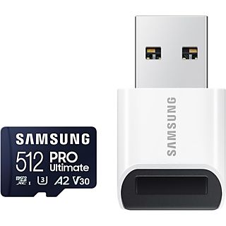 SAMSUNG Carte mémoire microSD Pro Ultimate + Lecteur de carte 512 GB V30 (MB-MY512SB/WW)