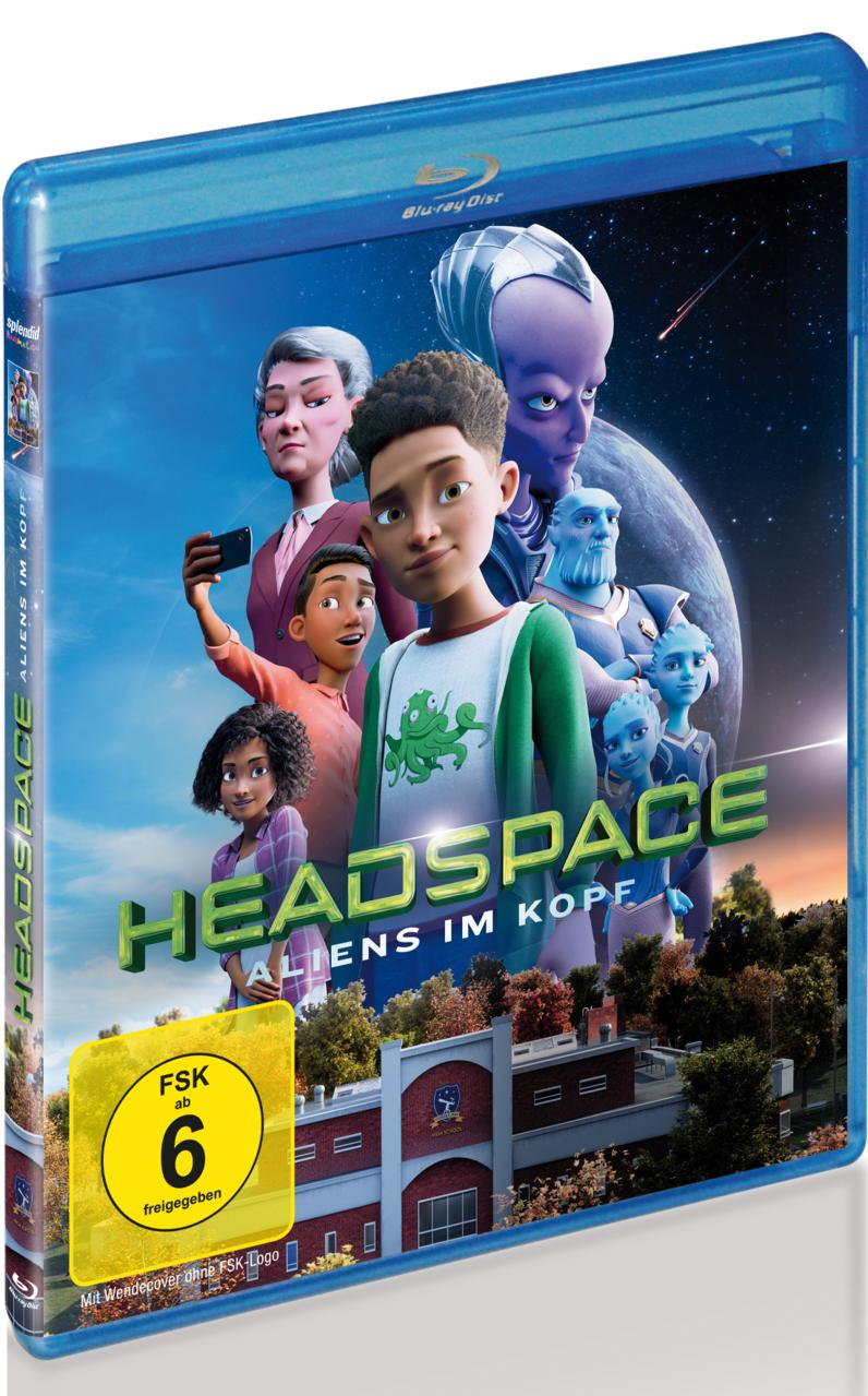 Blu-ray-Disc-Cover: Cartoon-Charaktere aus dem Film Headspace, mit englischen und deutschen Titeln.