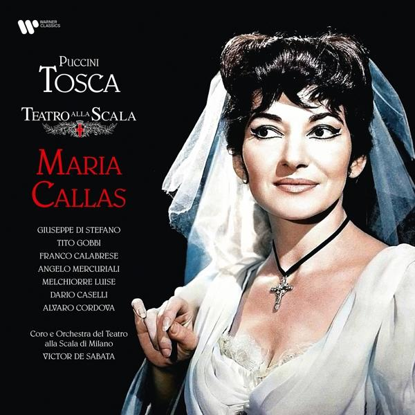 Opera album borító: Maria Callas jelmezben. Szöveg: Tosca, Teatro alla Scala.