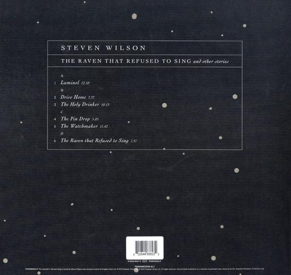 Albumcover mit Text, der Songs von Steven Wilson, The Raven That Refused to Sing, auflistet.