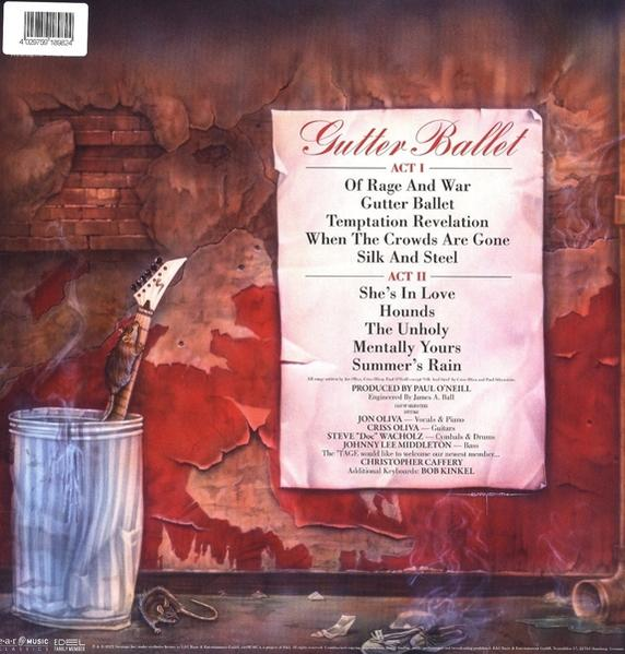 Albumcover mit Titelliste und Wandhintergrund. 'Gutter Ballet' ist der Albumtitel, mit Songtiteln.