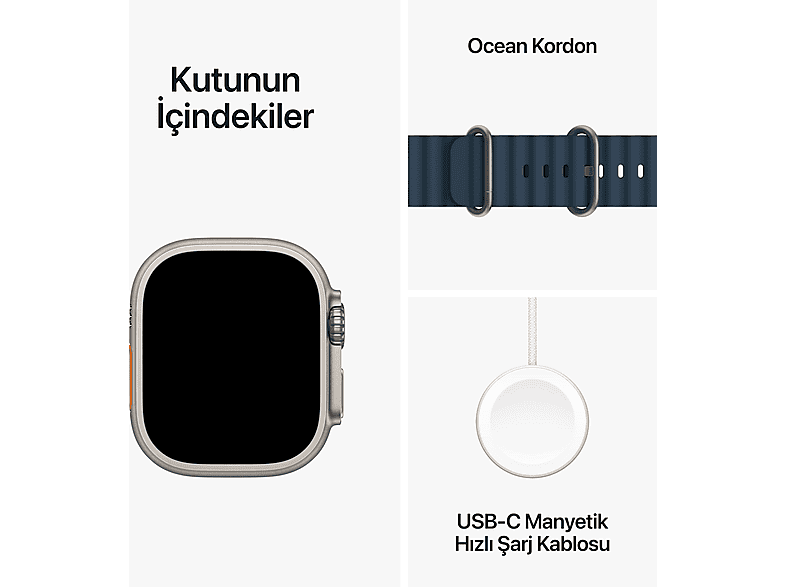 APPLE Watch Ultra 2 GPS + Cellular MREG3TU/A 49 mm Titanyum Kasa ve Mavi Ocean Kordon_8