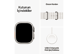 APPLE Watch Ultra 2 GPS + Cellular MREJ3TU/A 49 mm Titanyum Kasa ve Beyaz Ocean Kordon_8