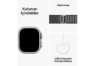 APPLE Watch Ultra 2 GPS + Cellular MREK3TU/A 49 mm Titanyum Kasa ve Mavi Alpine Loop - S_8