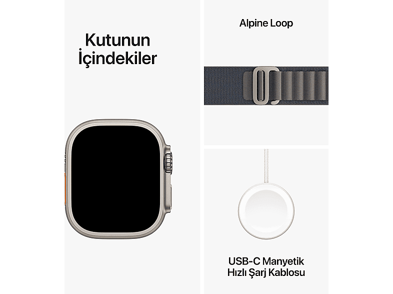 APPLE Watch Ultra 2 GPS + Cellular MREK3TU/A 49 mm Titanyum Kasa ve Mavi Alpine Loop - S_8