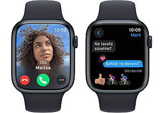 APPLE Watch Series 9 GPS + Cellular MRMV3TU/A  45 mm Grafit Paslanmaz Çelik Kasa ve Gece Yarısı Spor Kordon - S/M_5