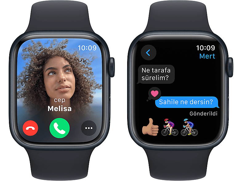 APPLE Watch Series 9 GPS + Cellular MRMV3TU/A  45 mm Grafit Paslanmaz Çelik Kasa ve Gece Yarısı Spor Kordon - S/M_5