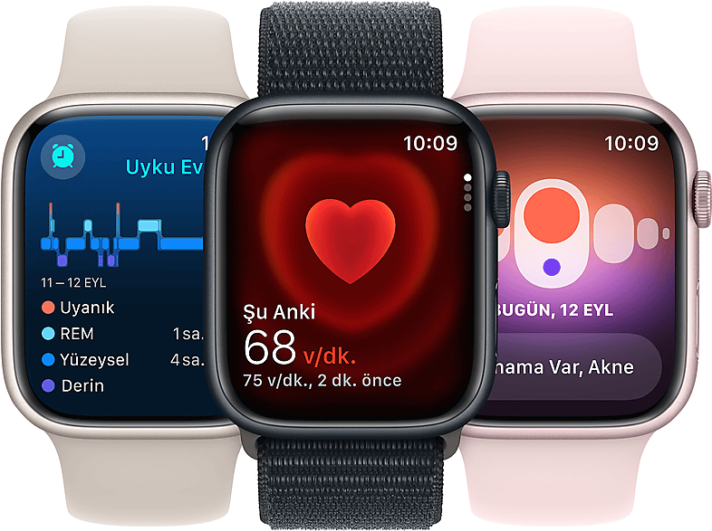 APPLE Watch Series 9 GPS + Cellular MRMV3TU/A  45 mm Grafit Paslanmaz Çelik Kasa ve Gece Yarısı Spor Kordon - S/M_6