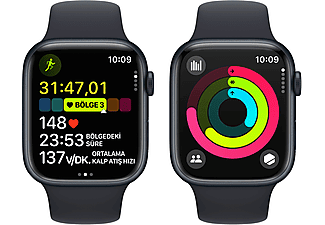 APPLE Watch Series 9 GPS + Cellular MRMV3TU/A  45 mm Grafit Paslanmaz Çelik Kasa ve Gece Yarısı Spor Kordon - S/M_7