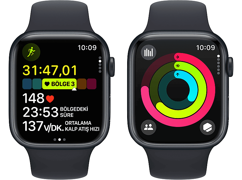 APPLE Watch Series 9 GPS + Cellular MRMV3TU/A  45 mm Grafit Paslanmaz Çelik Kasa ve Gece Yarısı Spor Kordon - S/M_7