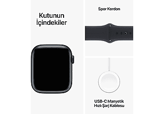 APPLE Watch Series 9 GPS + Cellular MRMV3TU/A  45 mm Grafit Paslanmaz Çelik Kasa ve Gece Yarısı Spor Kordon - S/M_9