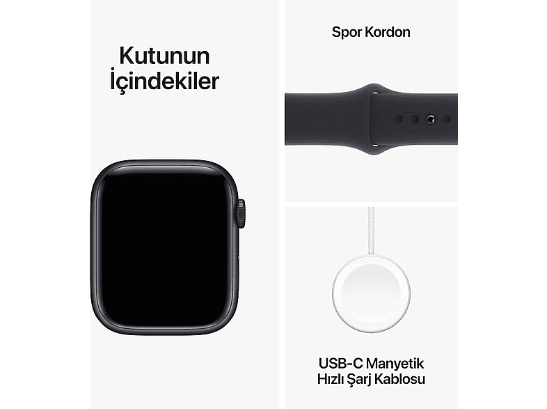 APPLE Watch Series 9 GPS + Cellular MRMV3TU/A  45 mm Grafit Paslanmaz Çelik Kasa ve Gece Yarısı Spor Kordon - S/M_9