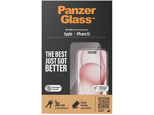 PANZERGLASS Apple iPhone 15 6.1" - Ultra-Wide Fit with EasyAligner