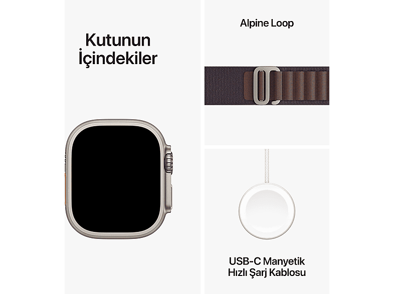 APPLE Watch Ultra 2 GPS + Cellular MRER3TU/A  49 mm Titanyum Kasa ve İndigo Alpine Loop - S_8