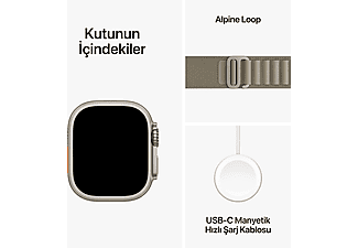 APPLE Watch Ultra 2 GPS + Cellular MREX3TU/A  49 mm Titanyum Kasa ve Klasik Zeytin Yeşili Alpine Loop - S_8