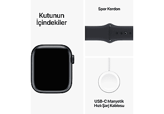 APPLE Watch Series 9 GPS + Cellular MRHR3TU/A  41 mm Gece Yarısı Alüminyum Kasa ve Gece Yarısı Spor Kordon - S/M_9