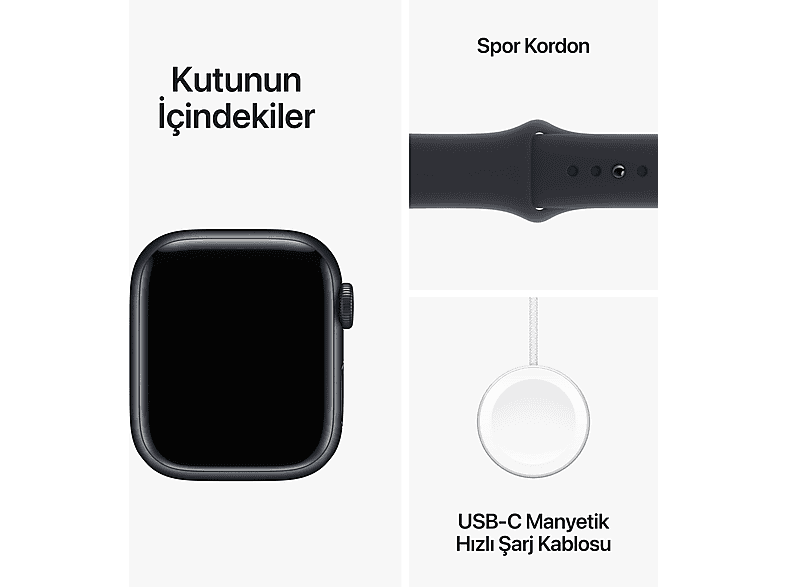 APPLE Watch Series 9 GPS + Cellular MRHR3TU/A  41 mm Gece Yarısı Alüminyum Kasa ve Gece Yarısı Spor Kordon - S/M_9