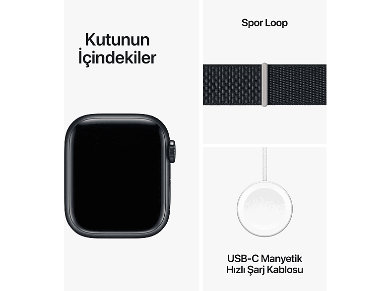 APPLE Watch Series 9 GPS + Cellular MRHU3TU/A  41 mm Gece Yarısı Alüminyum Kasa ve Gece Yarısı Spor Loop_9