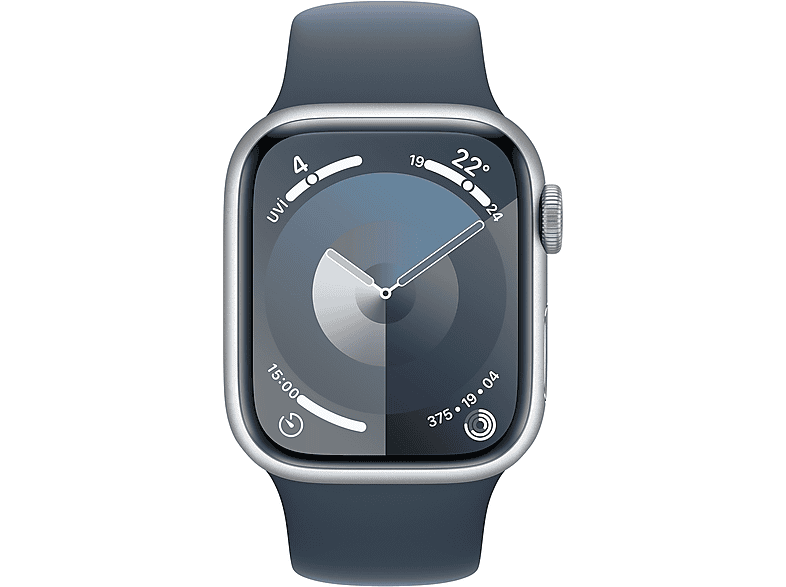 APPLE Watch Series 9 GPS + Cellular MRHV3TU/A  41 mm Gümüş Rengi Alüminyum Kasa ve Fırtına Mavisi Spor Kordon - S/M_1