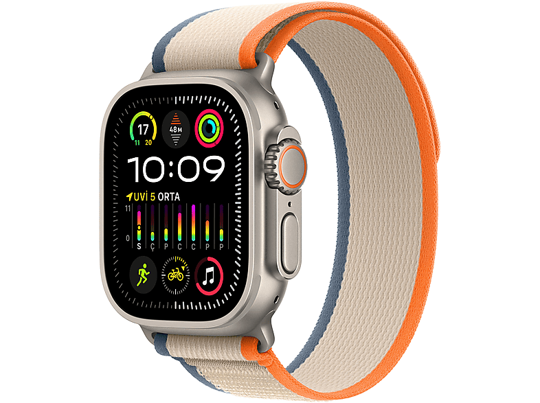 APPLE Watch Ultra 2 GPS + Cellular MRF13TU/A  49 mm Titanyum Kasa ve Turuncu/Bej Trail Loop - S/M_1