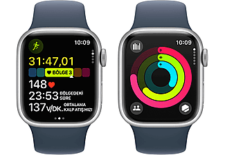 APPLE Watch Series 9 GPS + Cellular MRHV3TU/A  41 mm Gümüş Rengi Alüminyum Kasa ve Fırtına Mavisi Spor Kordon - S/M_7