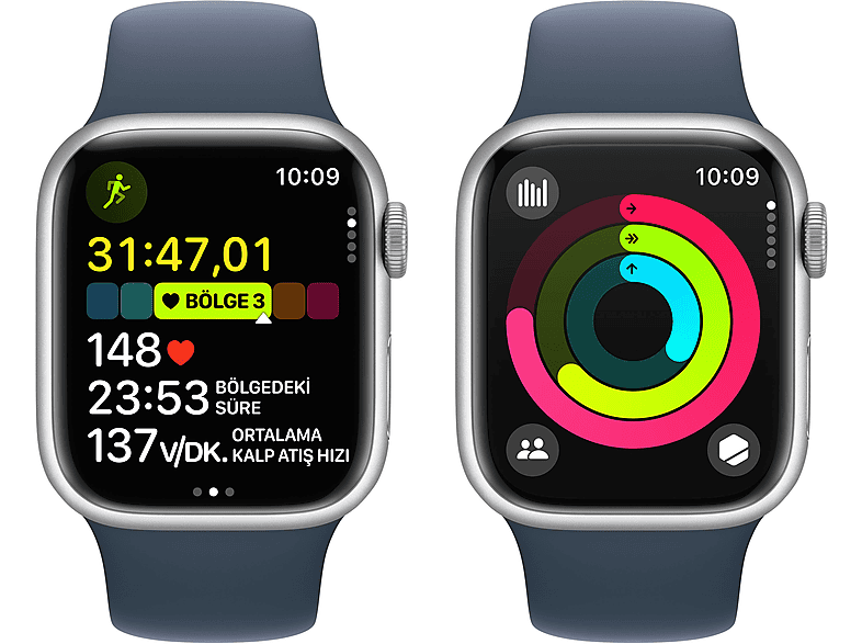 APPLE Watch Series 9 GPS + Cellular MRHV3TU/A  41 mm Gümüş Rengi Alüminyum Kasa ve Fırtına Mavisi Spor Kordon - S/M_7