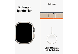 APPLE Watch Ultra 2 GPS + Cellular MRF13TU/A  49 mm Titanyum Kasa ve Turuncu/Bej Trail Loop - S/M_9