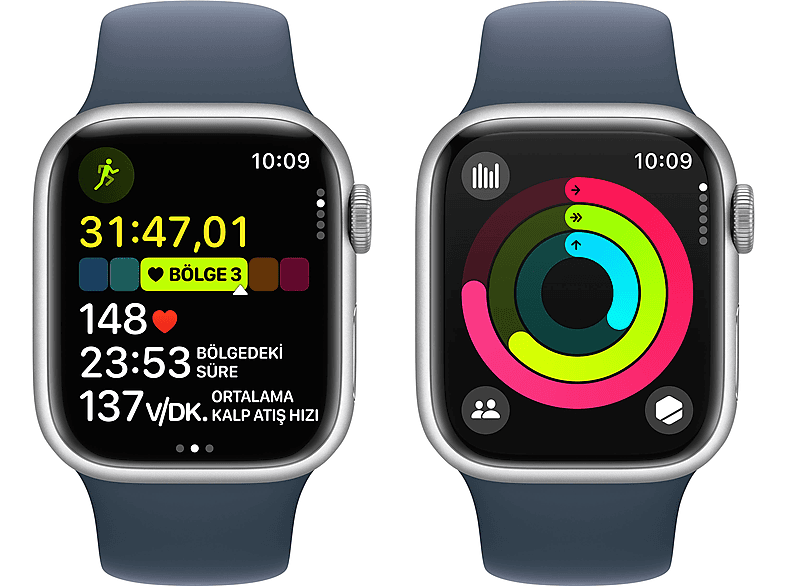 APPLE Watch Series 9 GPS + Cellular MRHW3TU/A  41 mm Gümüş Rengi Alüminyum Kasa ve Fırtına Mavisi Spor Kordon - M/L_7