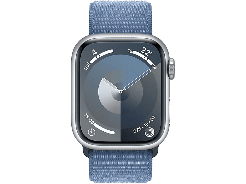 APPLE Watch Series 9 GPS + Cellular MRHX3TU/A  41 mm Gümüş Rengi Alüminyum Kasa ve Buz Mavisi Spor Loop_1