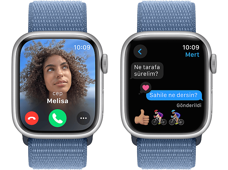 APPLE Watch Series 9 GPS + Cellular MRHX3TU/A  41 mm Gümüş Rengi Alüminyum Kasa ve Buz Mavisi Spor Loop_5