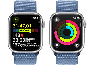 APPLE Watch Series 9 GPS + Cellular MRHX3TU/A  41 mm Gümüş Rengi Alüminyum Kasa ve Buz Mavisi Spor Loop_7