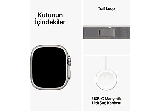 APPLE Watch Ultra 2 GPS + Cellular MRF33TU/A  49 mm Titanyum Kasa ve Yeşil/Gri Trail Loop - S/M_8