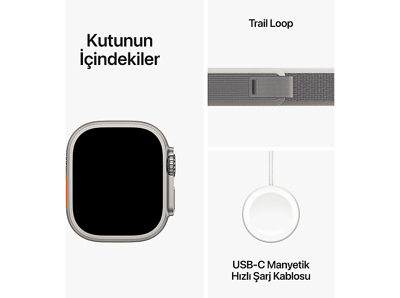 APPLE Watch Ultra 2 GPS + Cellular MRF33TU/A  49 mm Titanyum Kasa ve Yeşil/Gri Trail Loop - S/M_8