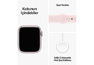 APPLE Watch Series 9 GPS + Cellular MRHY3TU/A  41 mm Pembe Alüminyum Kasa ve Uçuk Pembe Spor Kordon - S/M_9