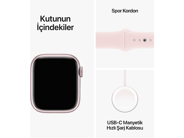 APPLE Watch Series 9 GPS + Cellular MRHY3TU/A  41 mm Pembe Alüminyum Kasa ve Uçuk Pembe Spor Kordon - S/M_9