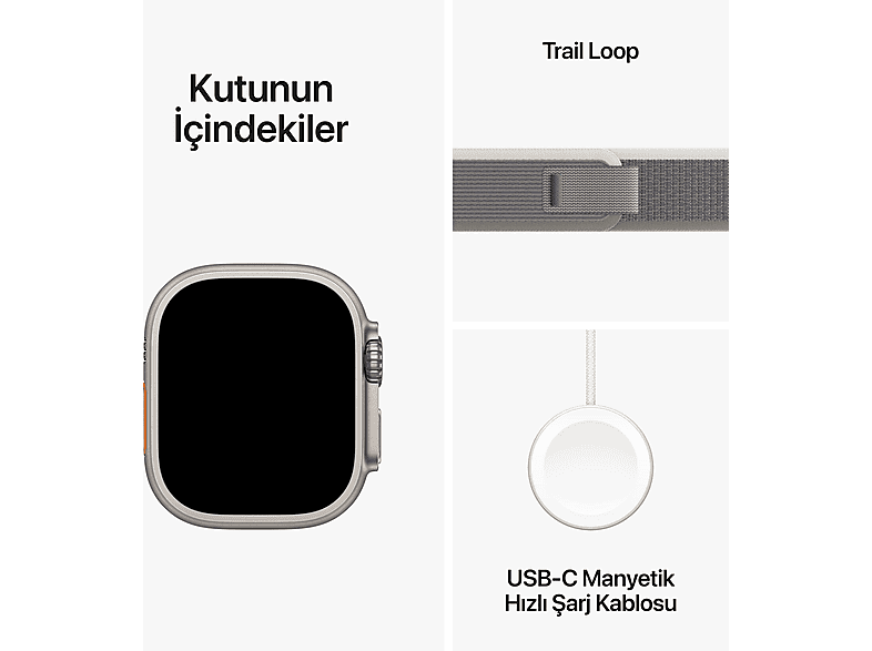 APPLE Watch Ultra 2 GPS + Cellular MRF43TU/A  49 mm Titanyum Kasa ve Yeşil/Gri Trail Loop - M/L_8