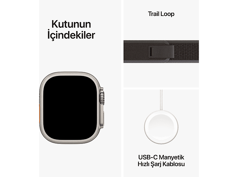 APPLE Watch Ultra 2 GPS + Cellular MRF53TU/A  49 mm Titanyum Kasa ve Mavi/Siyah Trail Loop - S/M_8