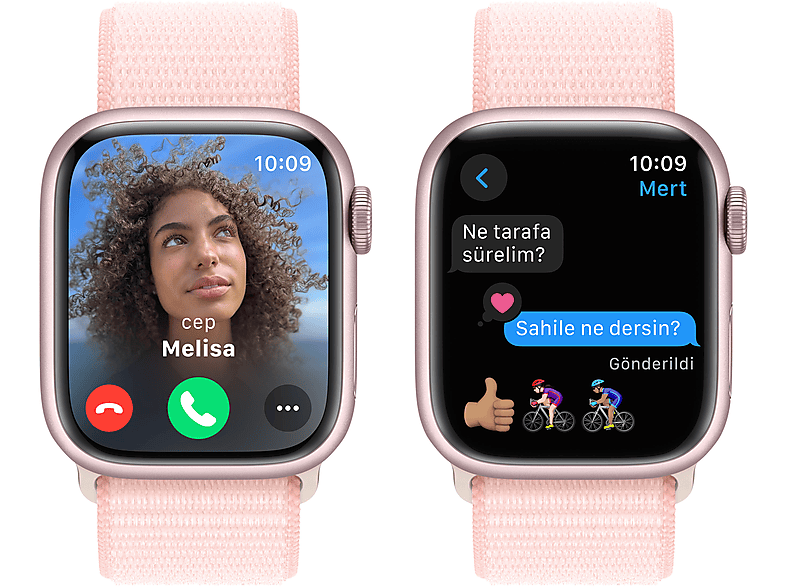 APPLE Watch Series 9 GPS + Cellular MRJ13TU/A  41 mm Pembe Alüminyum Kasa ve Uçuk Pembe Spor Loop_5