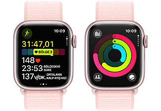 APPLE Watch Series 9 GPS + Cellular MRJ13TU/A  41 mm Pembe Alüminyum Kasa ve Uçuk Pembe Spor Loop_7