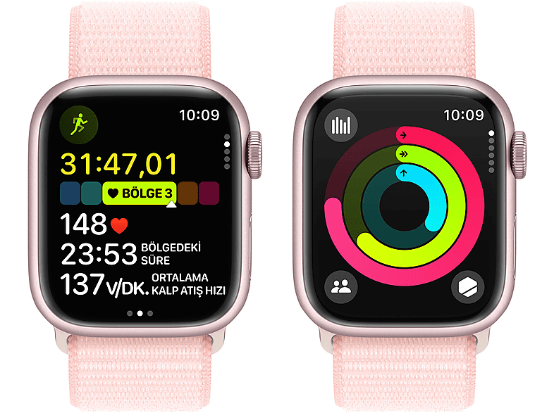 APPLE Watch Series 9 GPS + Cellular MRJ13TU/A  41 mm Pembe Alüminyum Kasa ve Uçuk Pembe Spor Loop_7