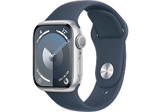 APPLE Watch Series 9 GPS + Cellular MRJ23TU/A  41 mm Gümüş Rengi Paslanmaz Çelik Kasa ve Fırtına Mavisi Spor Kordon - S/_0