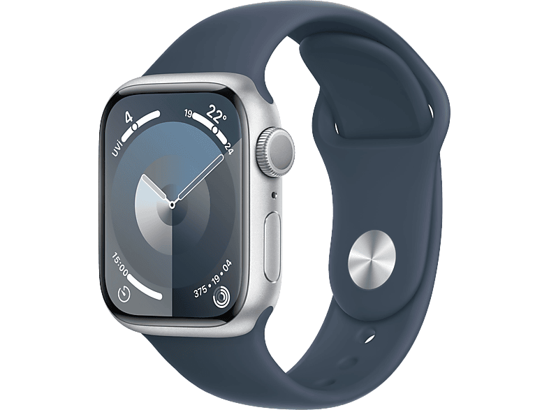 APPLE Watch Series 9 GPS + Cellular MRJ23TU/A  41 mm Gümüş Rengi Paslanmaz Çelik Kasa ve Fırtına Mavisi Spor Kordon - S/_0