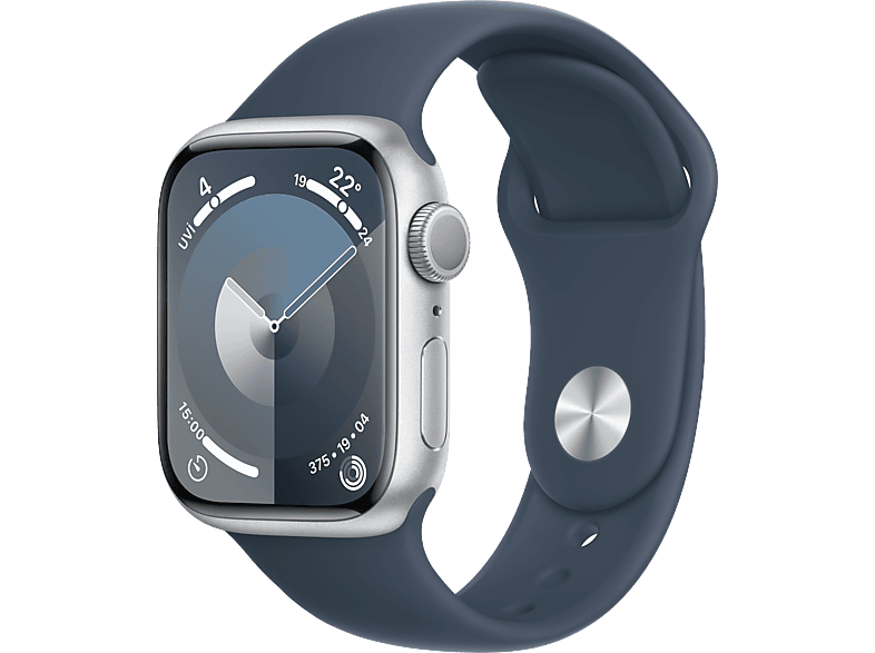 APPLE Watch Series 9 GPS + Cellular MRJ33TU/A  41 mm Gümüş Rengi Paslanmaz Çelik Kasa ve Fırtına Mavisi Spor Kordon - M/_0