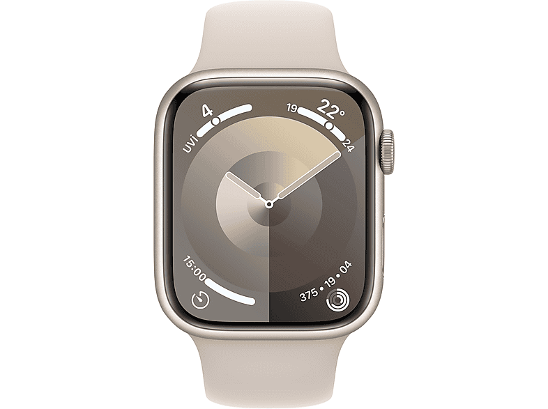 APPLE Watch Series 9 GPS MR973TU/A  45 mm Yıldız Işığı Alüminyum Kasa ve Yıldız Işığı Spor Kordon - M/L_1